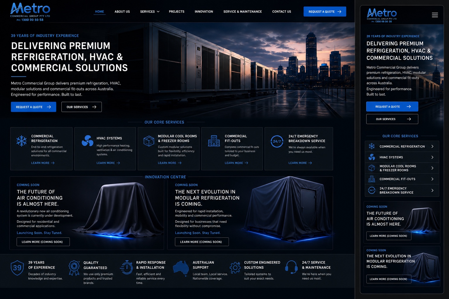 Preview of the new Metro Commercial Group website